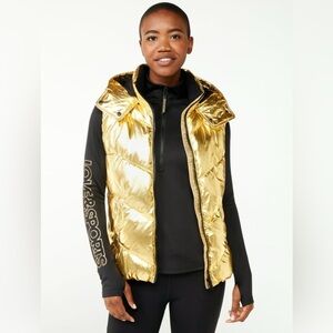 Love & Sports Women's Gold Foil Puffer
Vest with Hood, ADORABLE, Size M